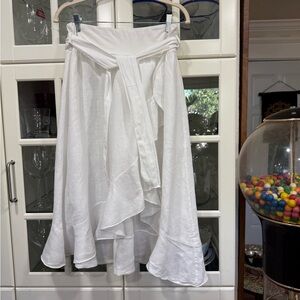Meo Mell Italian Linen White Women's Asymmetrical Wrap Skirt